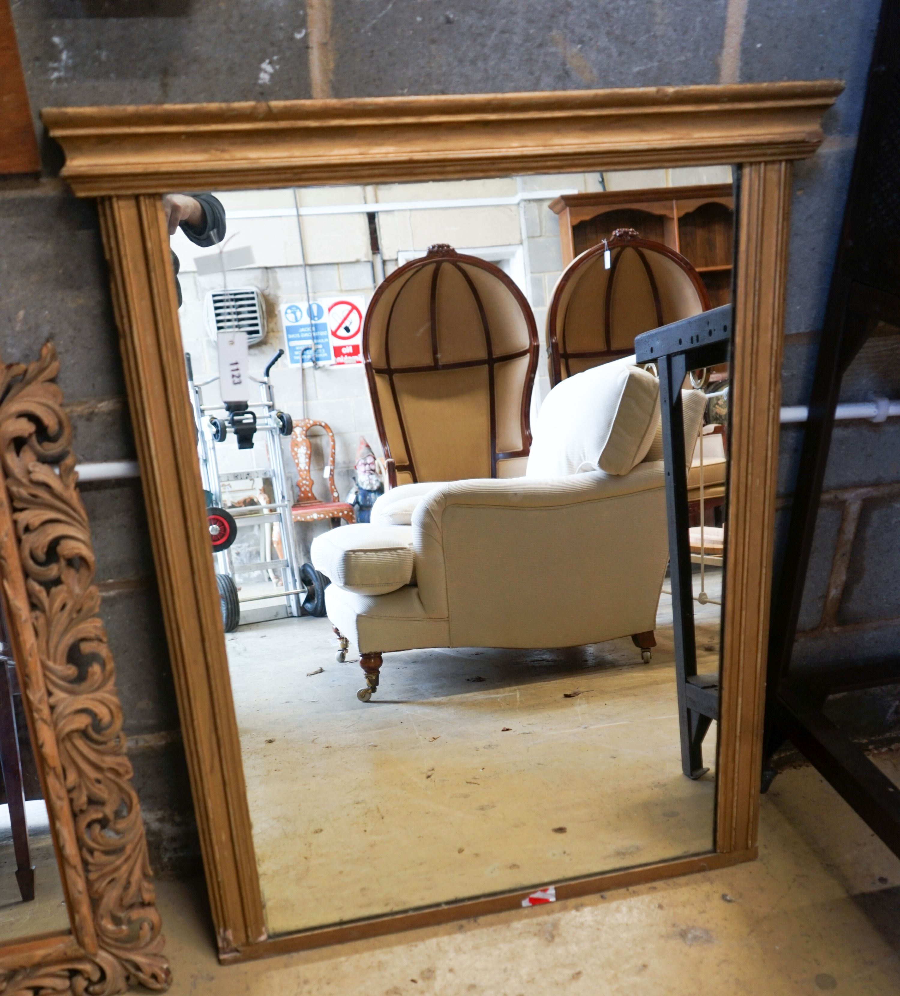 A 19th century rectangular gilt wood overmantel mirror, width 84cm, height 101cm